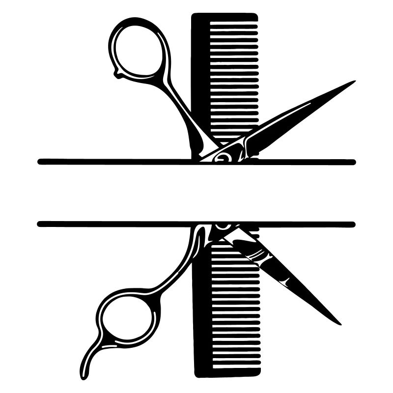 Ciseaux avec bannière de texte en peigne