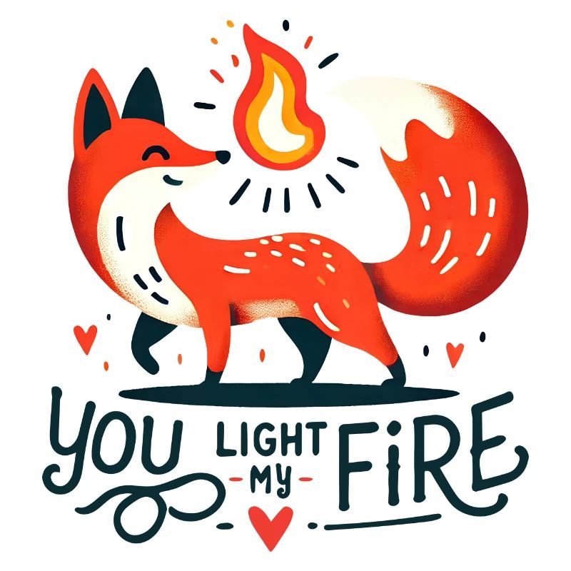 Fiery Fox with Flame and Heart
