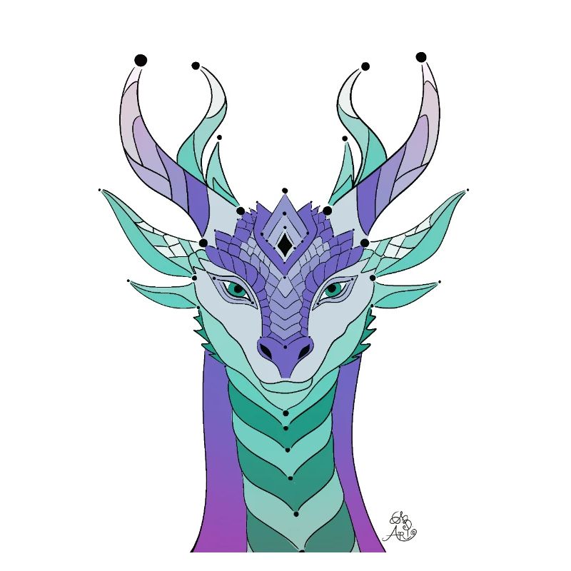 Imaginative dragon head in pastel colours