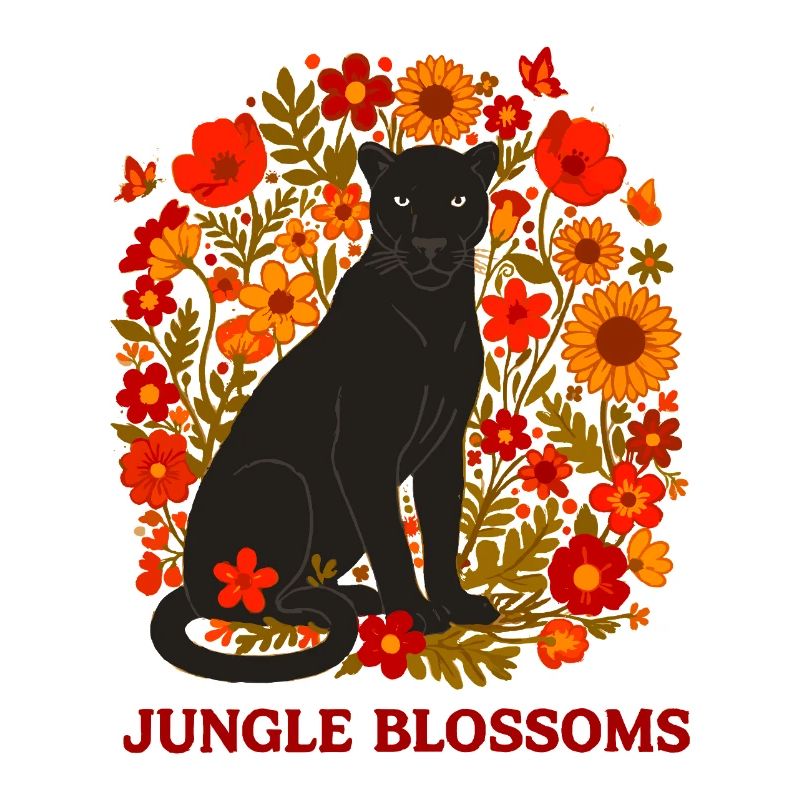 Panthère Noire et Jungle Fleurs botanique