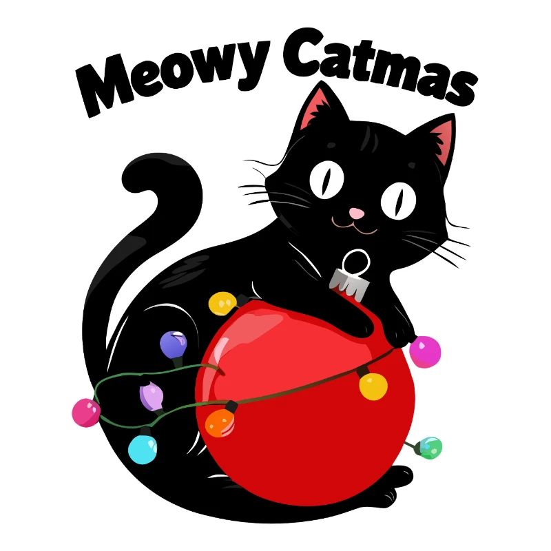 Meowy Catmas - Katze mit Weihnachtskugel