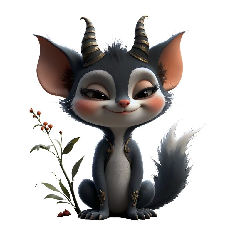 Forest Goblin Cat, with Horns