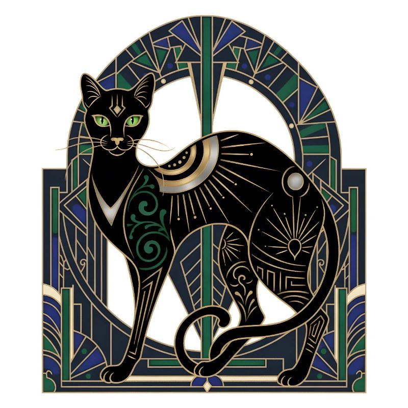 Vitrail Art déco de Night Cat