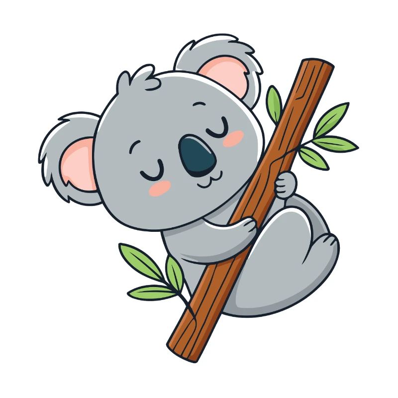 Koala câlin sur branche