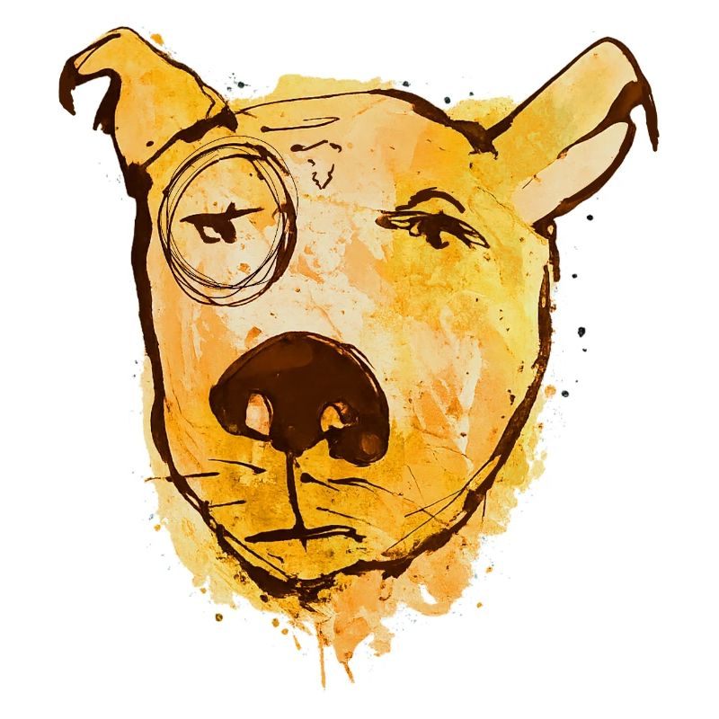 Chien aquarelle avec monocle