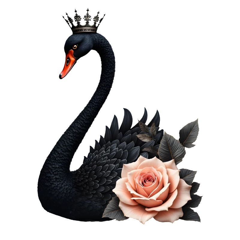 Black Swan Crowned with Rose