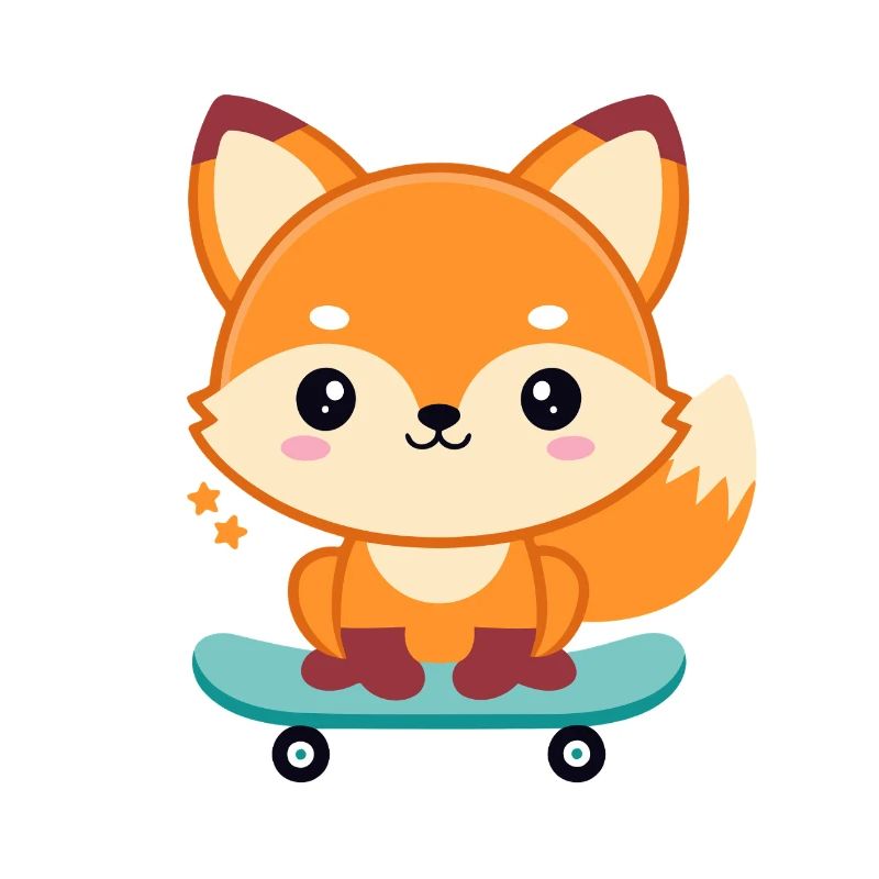 Fox on a cheerful skateboard
