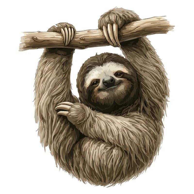 Sloth on a branch – cozy sloth