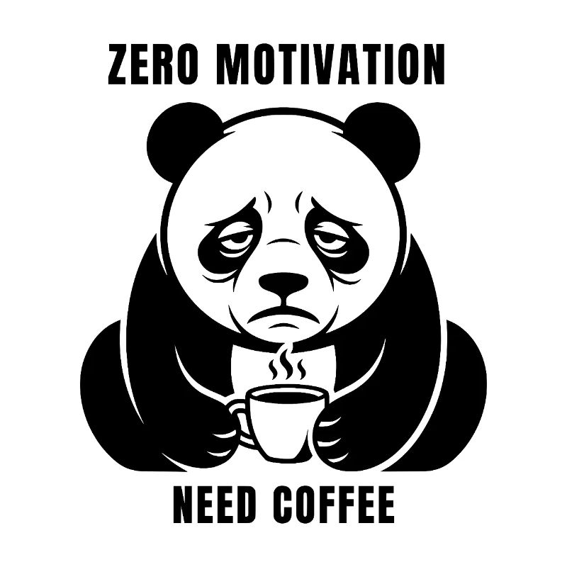 Zero Motivation Need Coffee - Tired Panda Humor