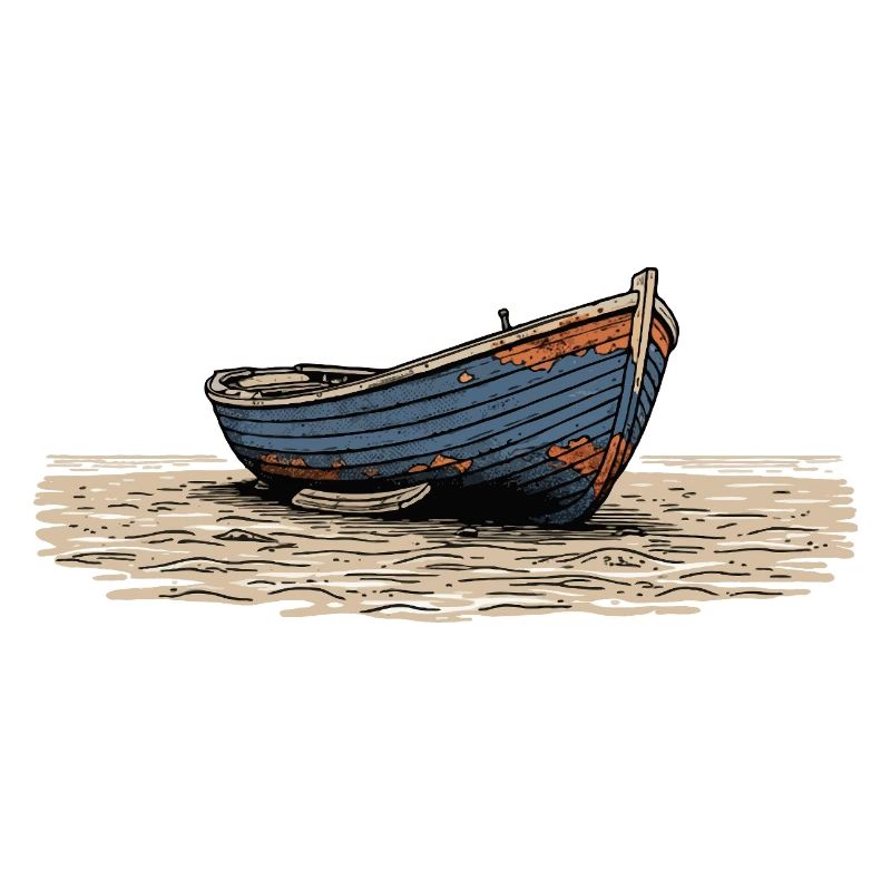 Weathered Sailboat on Coast