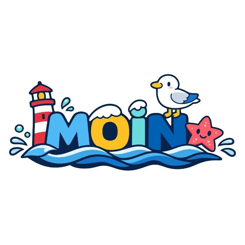 MOIN Möwe Leuchtturm Maritim Bunt