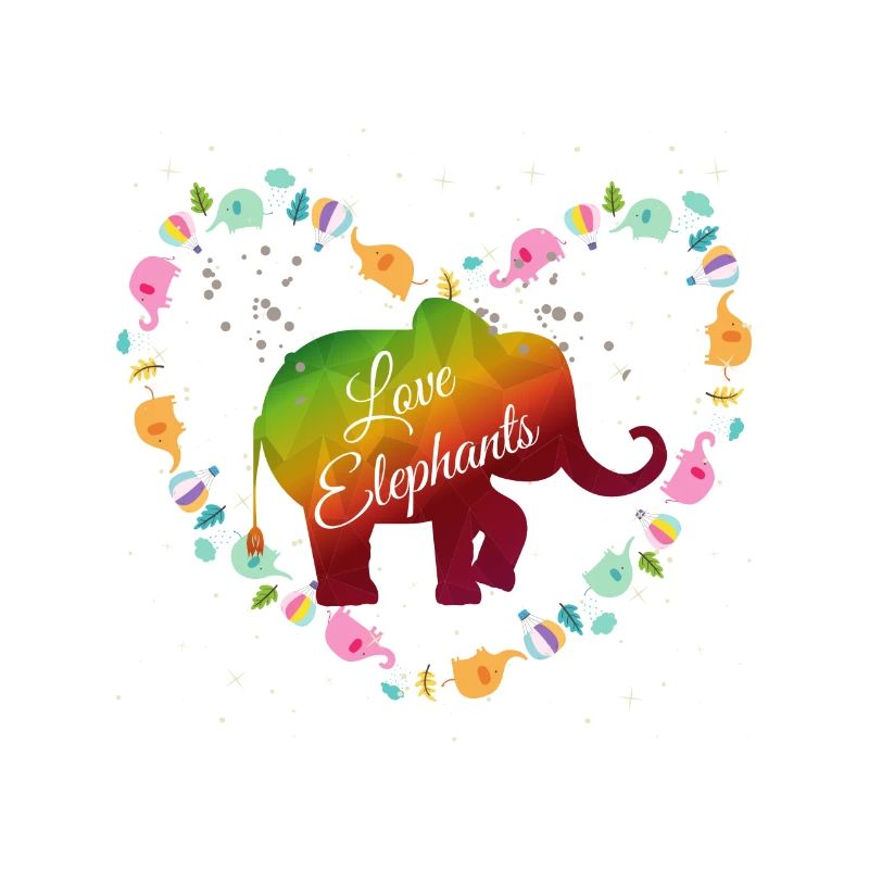 Regenbogen Elefanten Herzdesign
