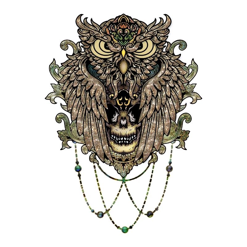 Hibou élégant avec crâne
