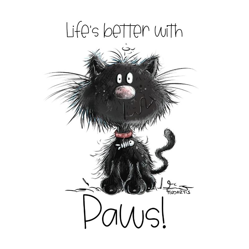 Droll black cat with cats saying