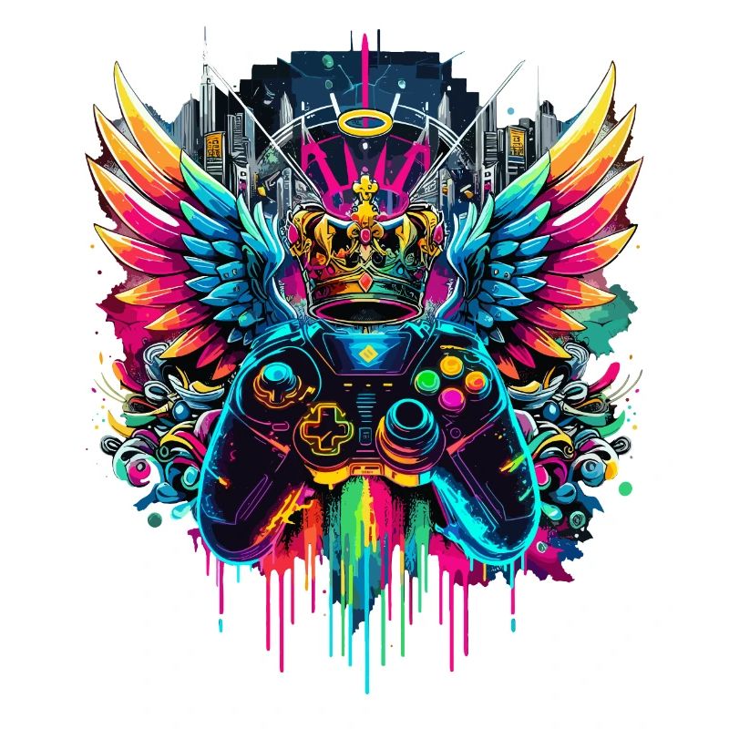 Gaming King Controller Wings Graffiti
