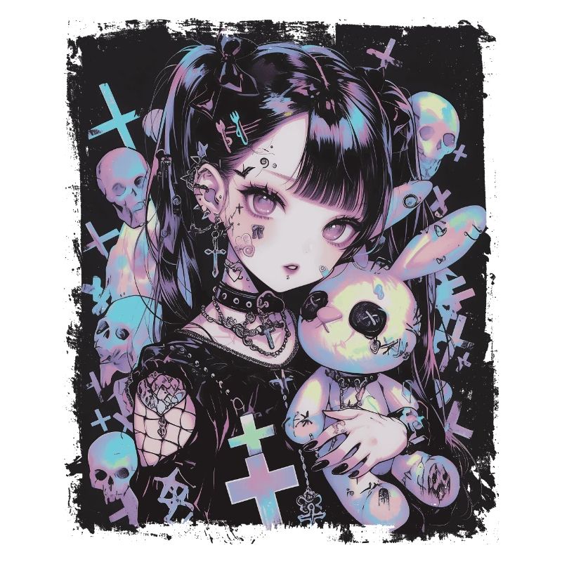 Anime Mädchen Goth Bunny Puppe Gothic Geschenk