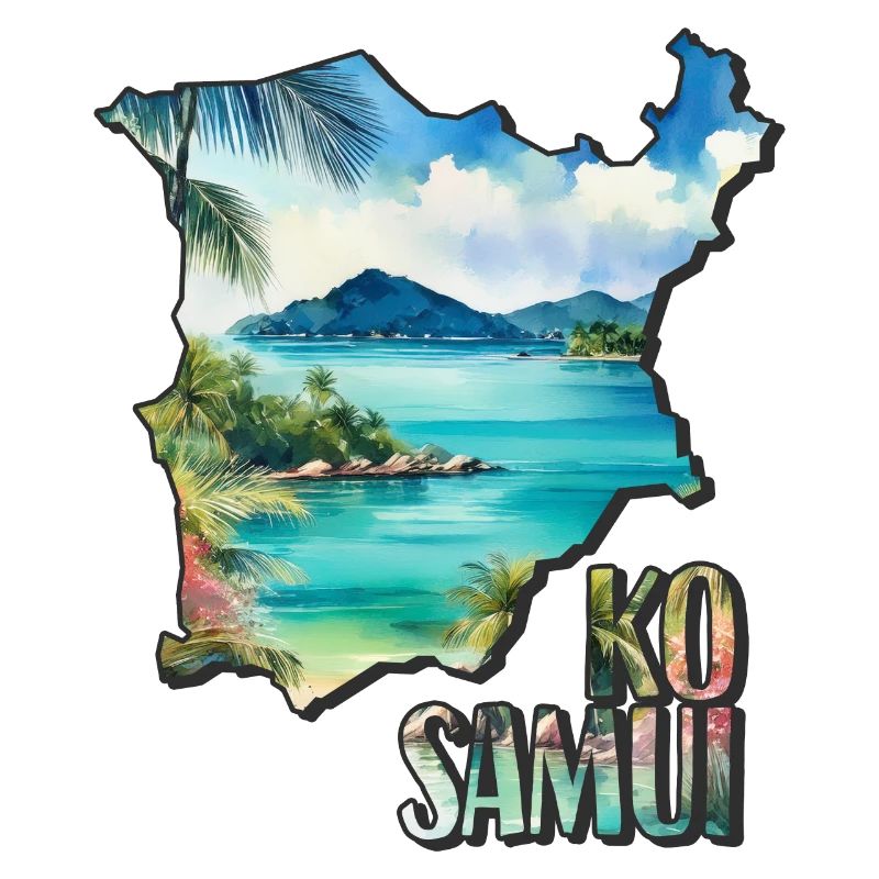 Carte aquarelle Ko Samui