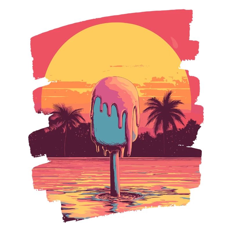 Glace et boule de glace coucher de soleil d’été