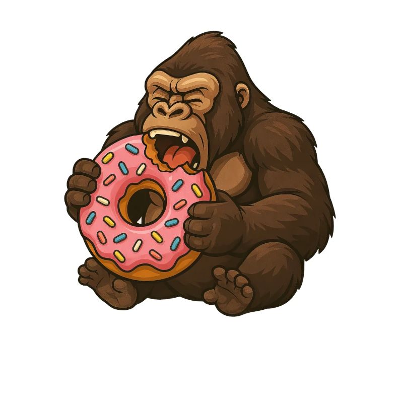 Mignon Gorille Donut Dessin Animé Nourriture Grignotage