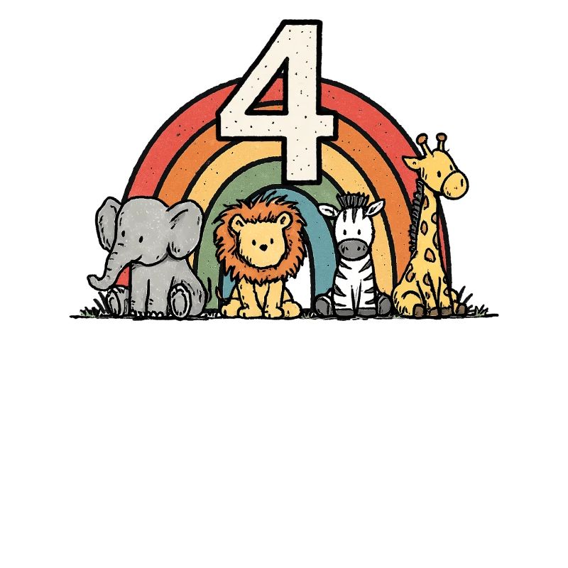 Rainbow Cute Animals 4 Years Kids Gift