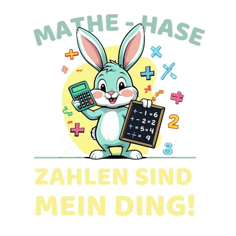Math bunny with calculator and blackboard