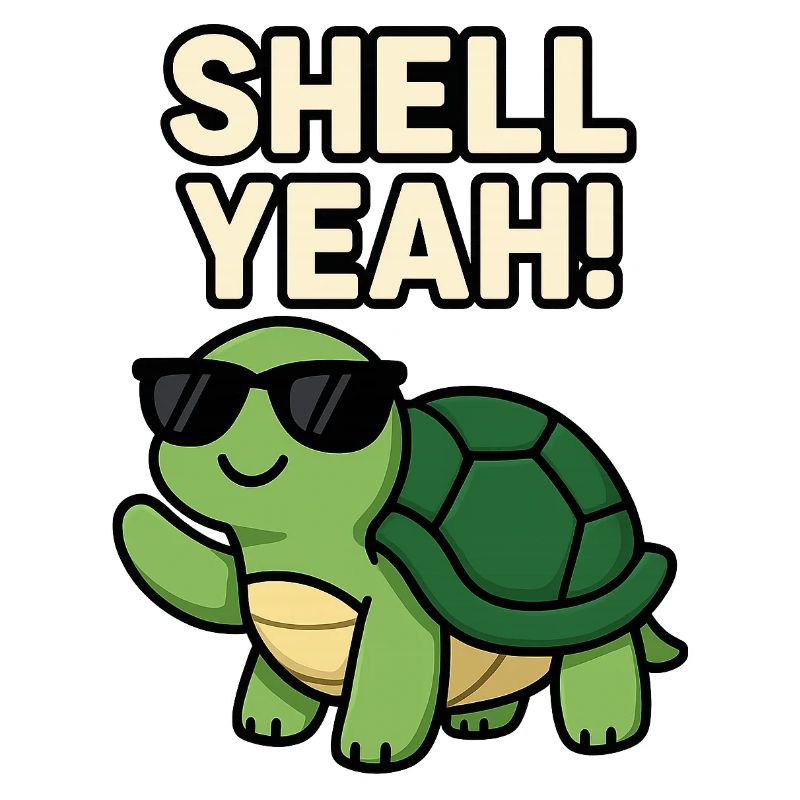 Cool Turtle with Sunglasses and Bold Text