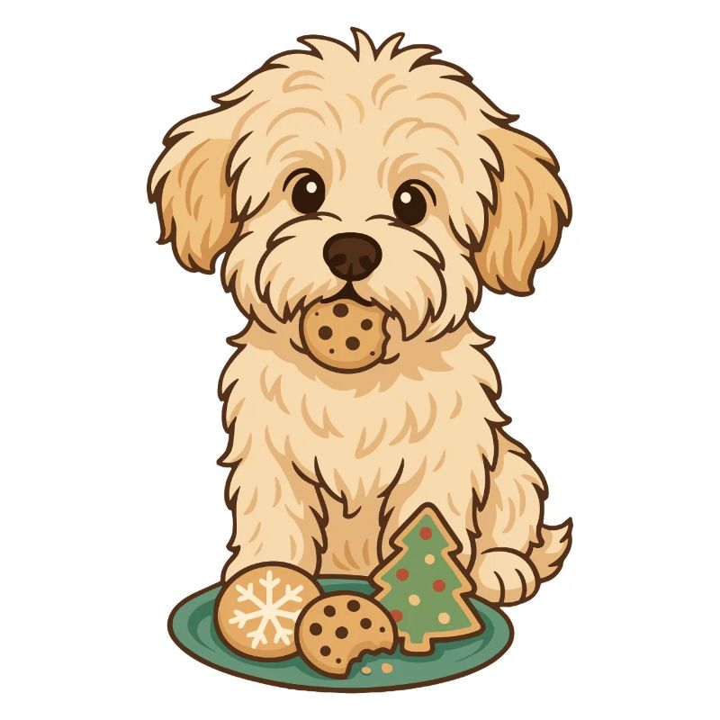 Noël Maltipoo – Chien avec biscuits