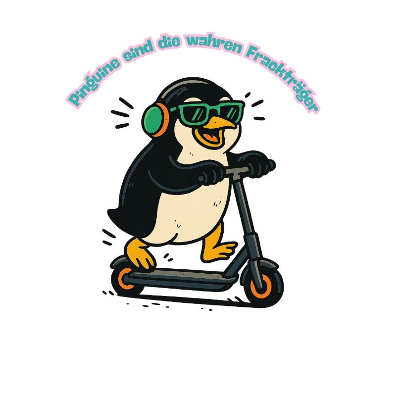 Manchot queue-de-pie sur trottinette