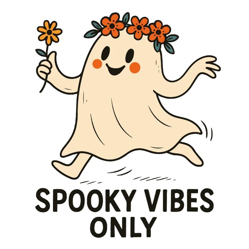 Spooky Vibes Only Cute Ghost Halloween Fun