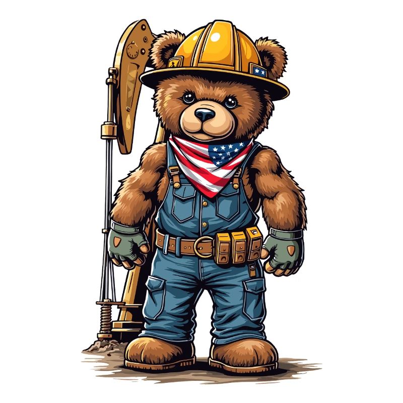 Construction worker bear with tool belt