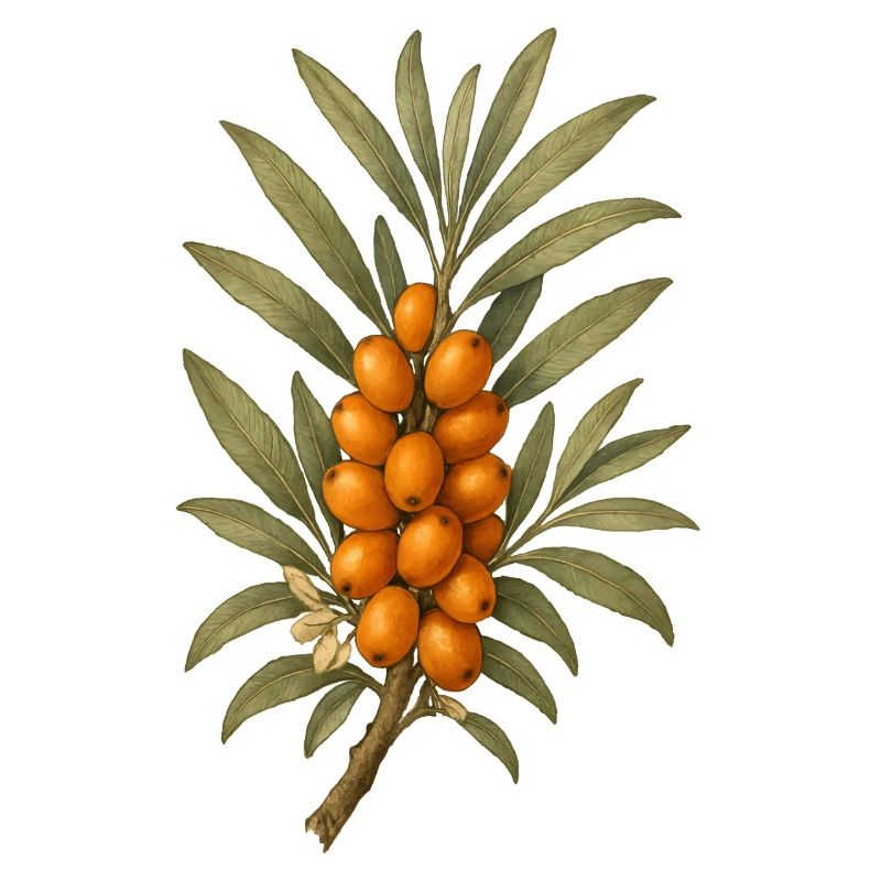 Vintage Botanische Sanddorn Zweig Kunst