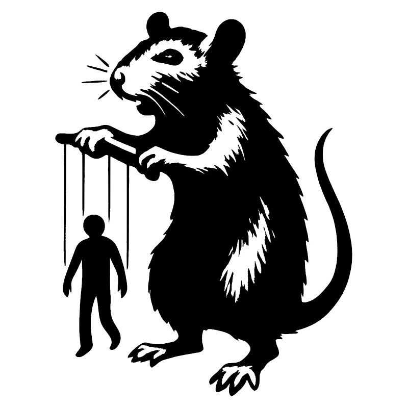 Ratte mit Mensch als Marionette 