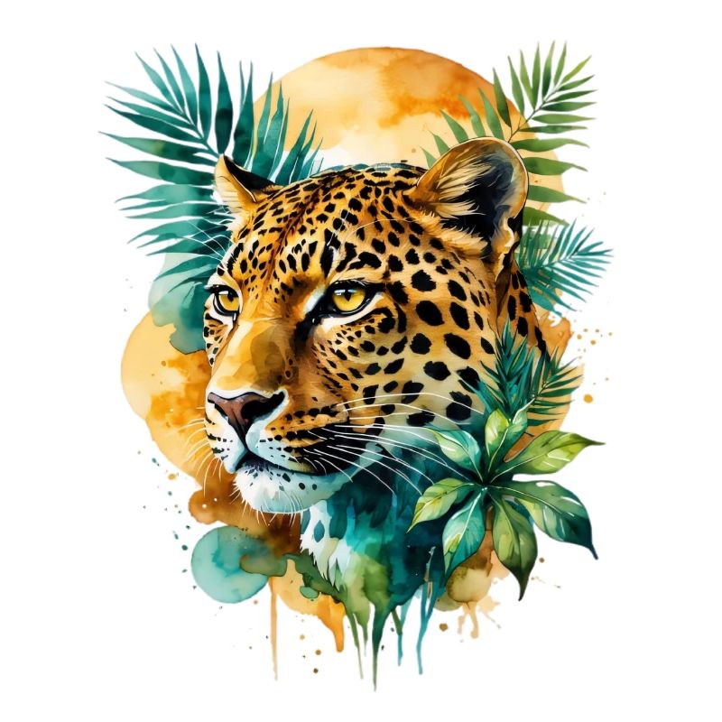 Aquarelle léopard dans la jungle