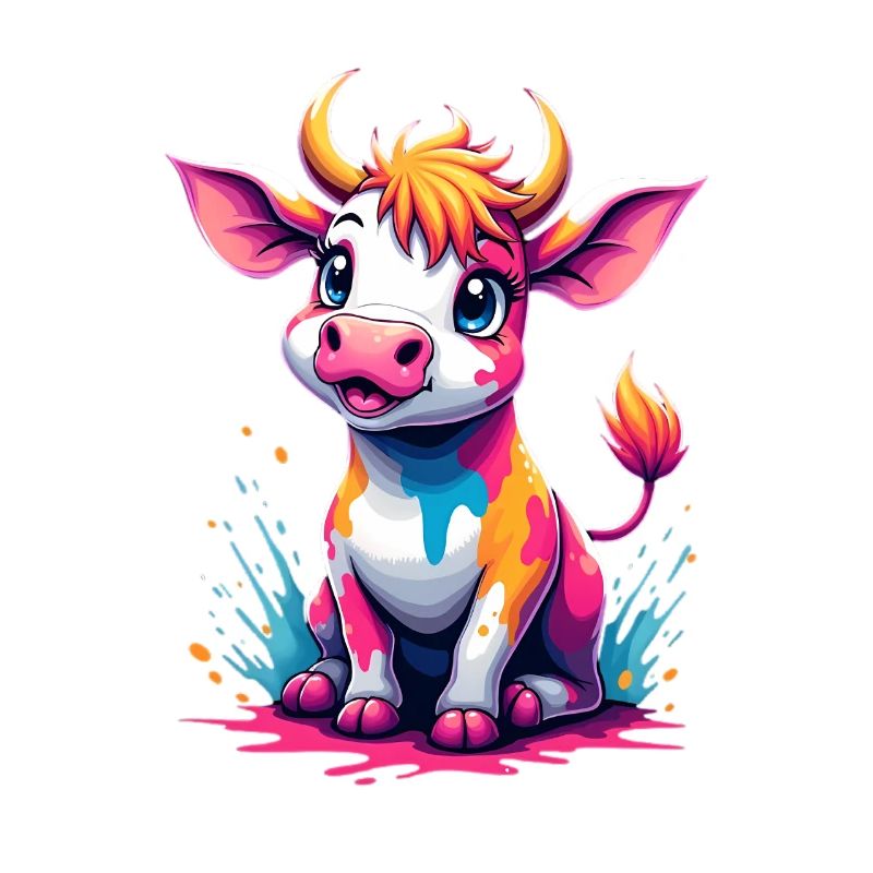 Vache colorée avec des éclaboussures de peinture