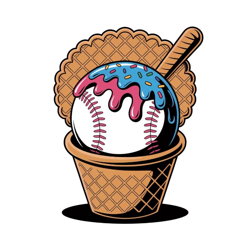 Glace de baseball dans une gaufre avec batte