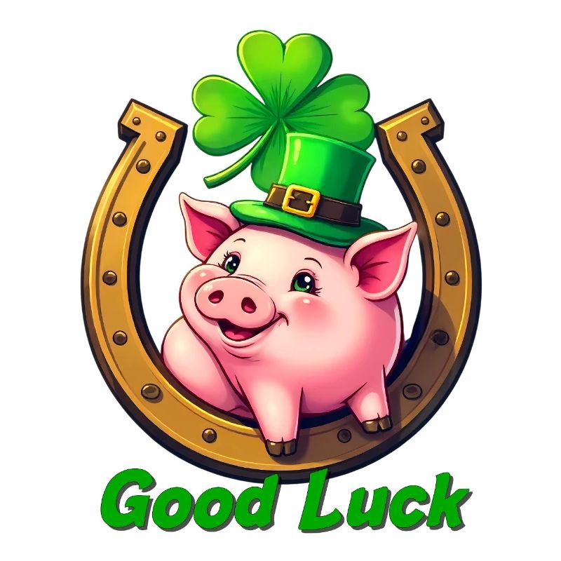 Cochon chanceux avec trèfle
