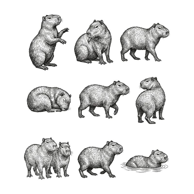 Silhouettes de capybara dans la conception forestière