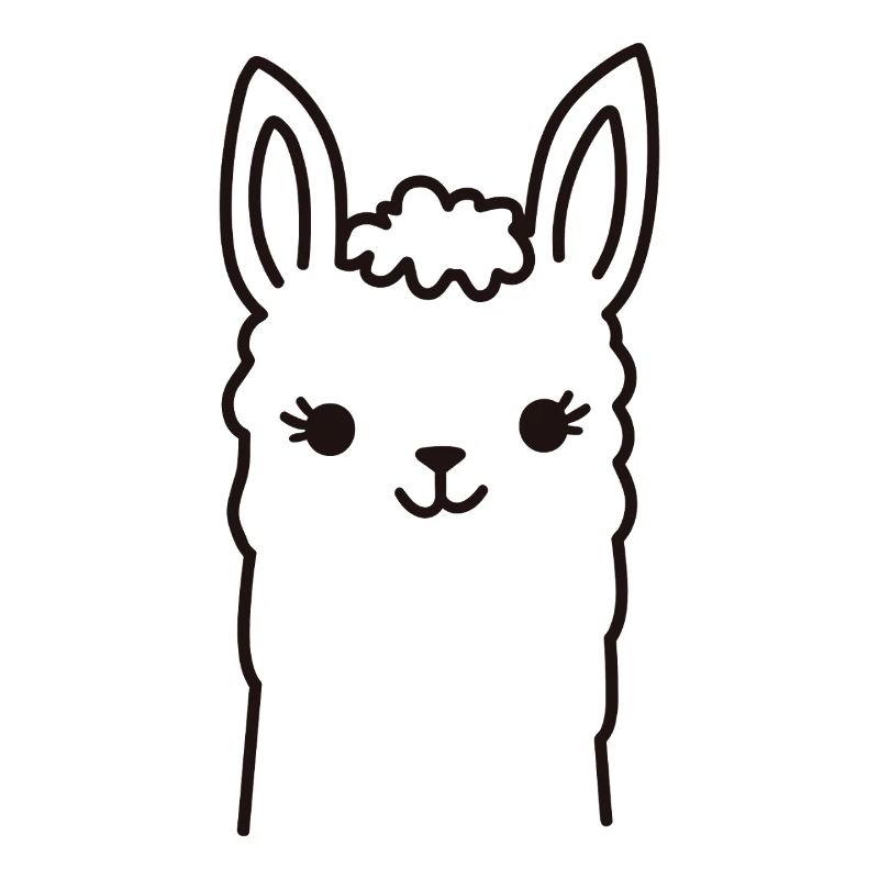 Süßes Alpaka Llama Kopf Line Art