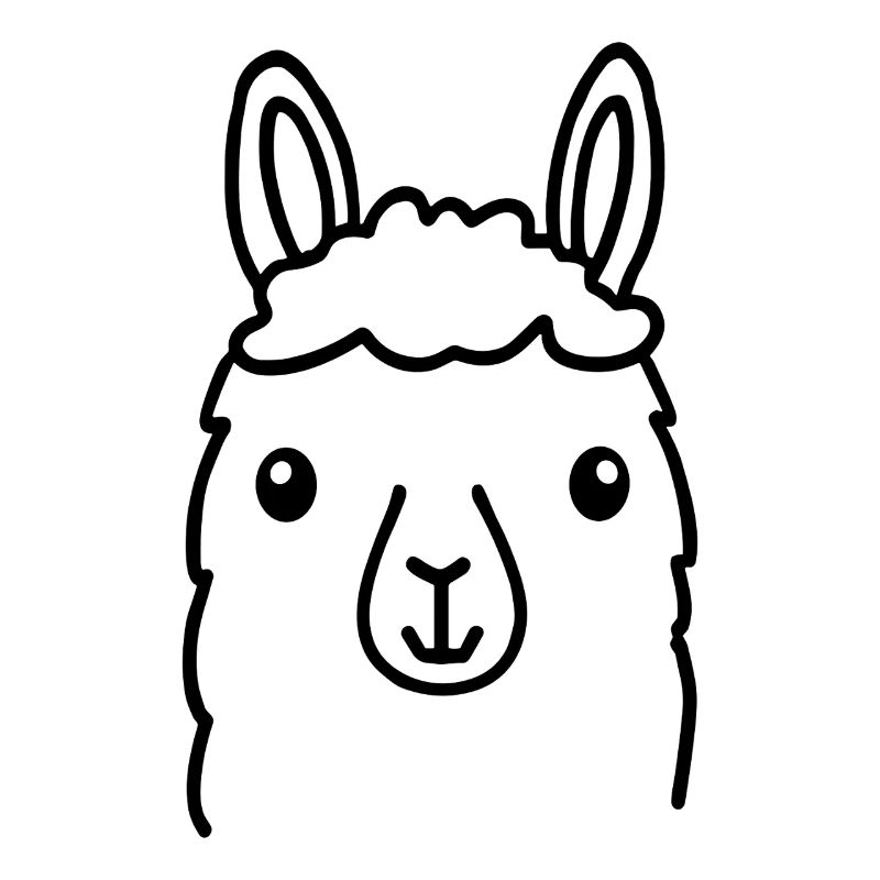 Süßes Alpaka Llama Kopf Line Art