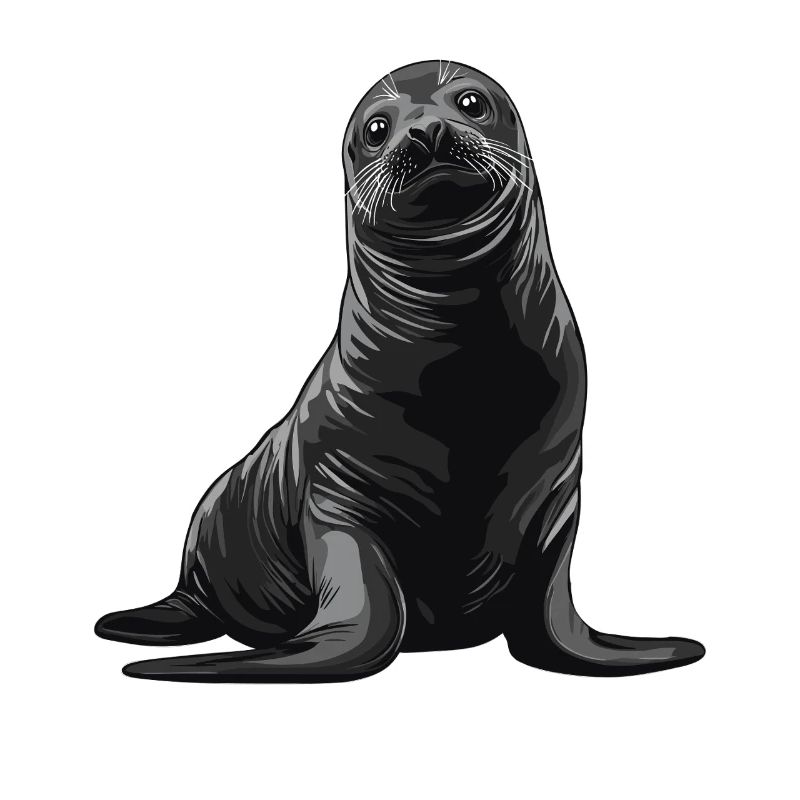 Graue Robbenillustration mit neugierigem Blick