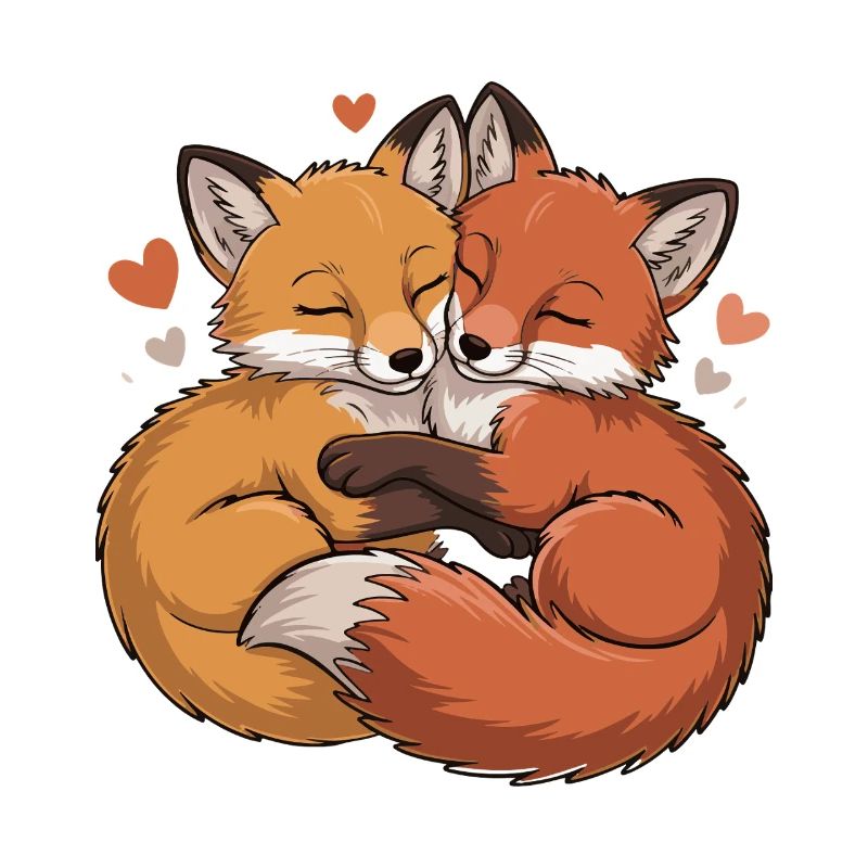 Two Foxes Hug