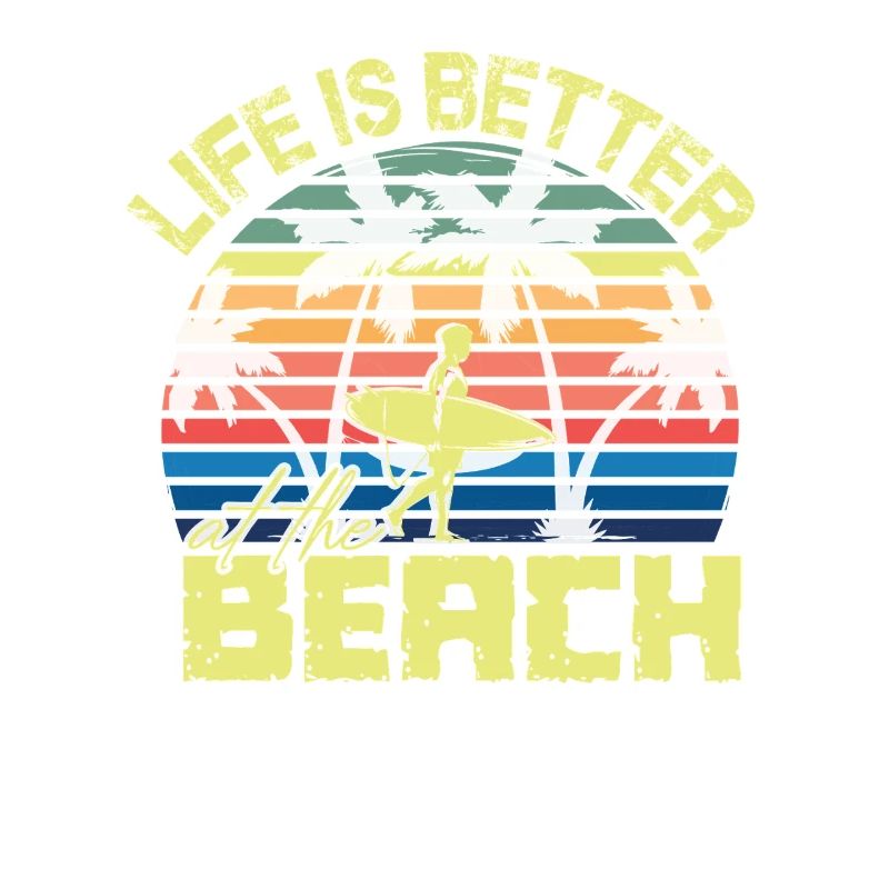 Beach Surfer Retro Sunset