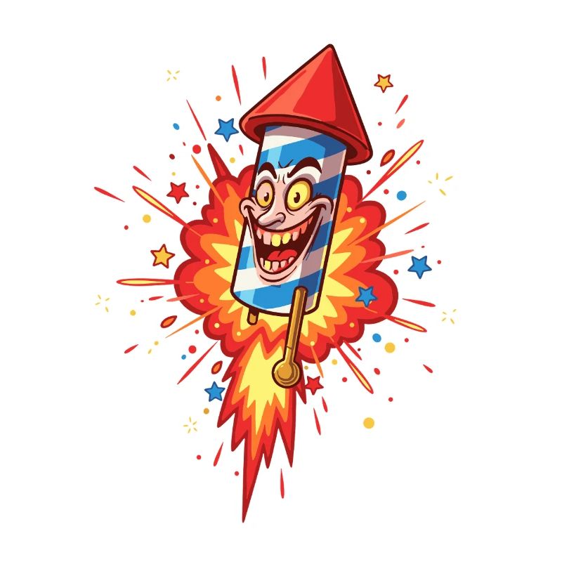 Lachende Rakete Cartoon Explosion