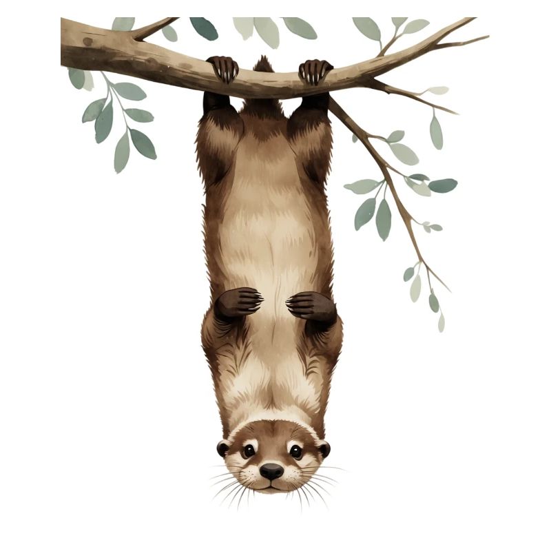 Otter on a branch – playful in treetops