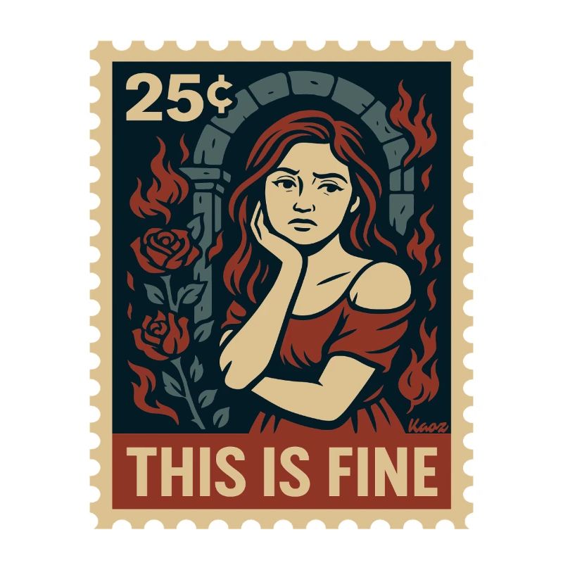 This Is Fine Stamp with Flames