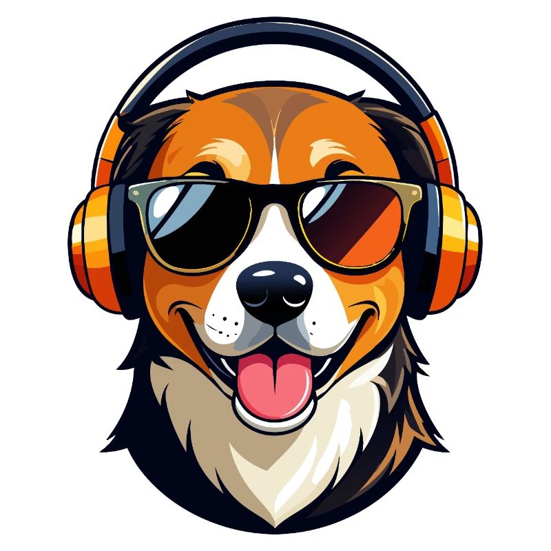 Hund mit Kopfhörer Beat Dog cooles Aussie Motiv
