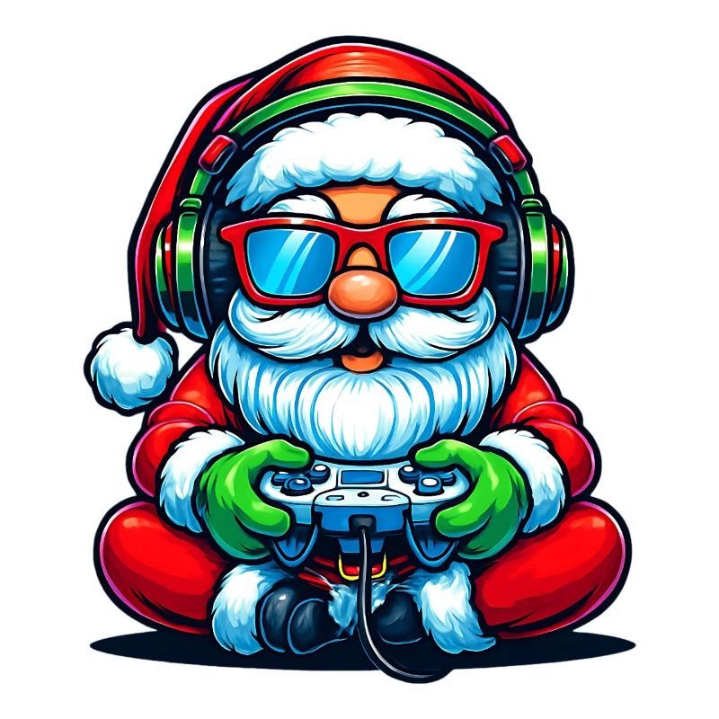 Gamer Weihnachtsmann Spielt Videospiel-Controller