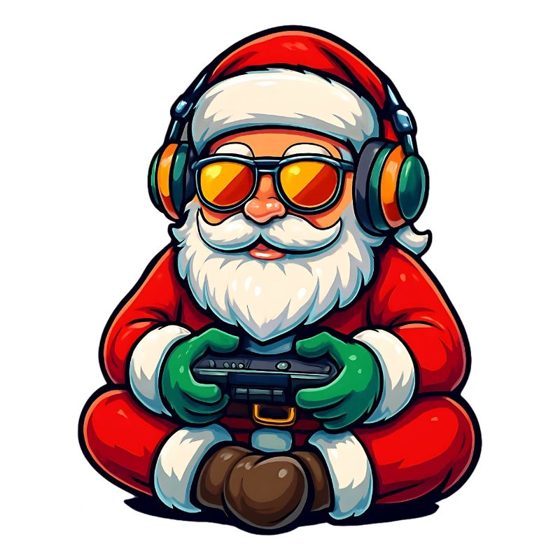 Gamer Weihnachtsmann Spielt Videospiel-Controller