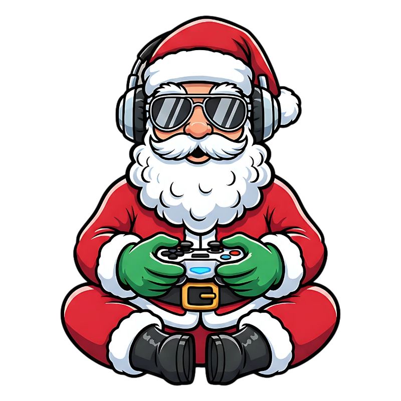 Gamer Santa Claus Playing Video Game Controller