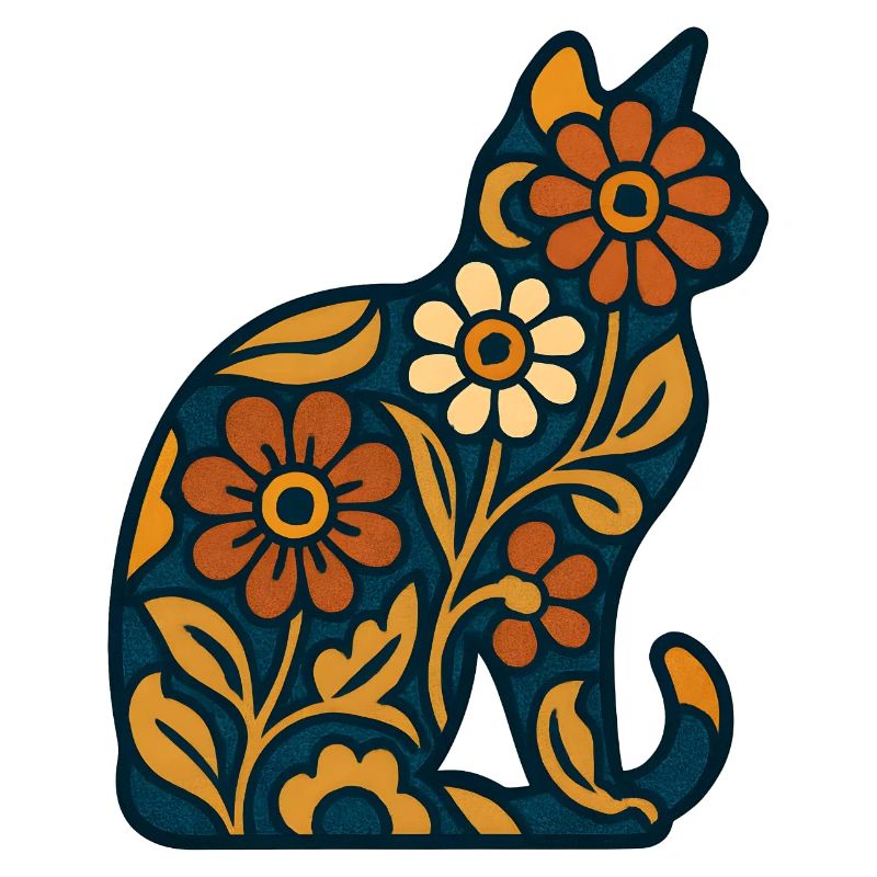 Silhouette de chat fleuri dans la chaleur